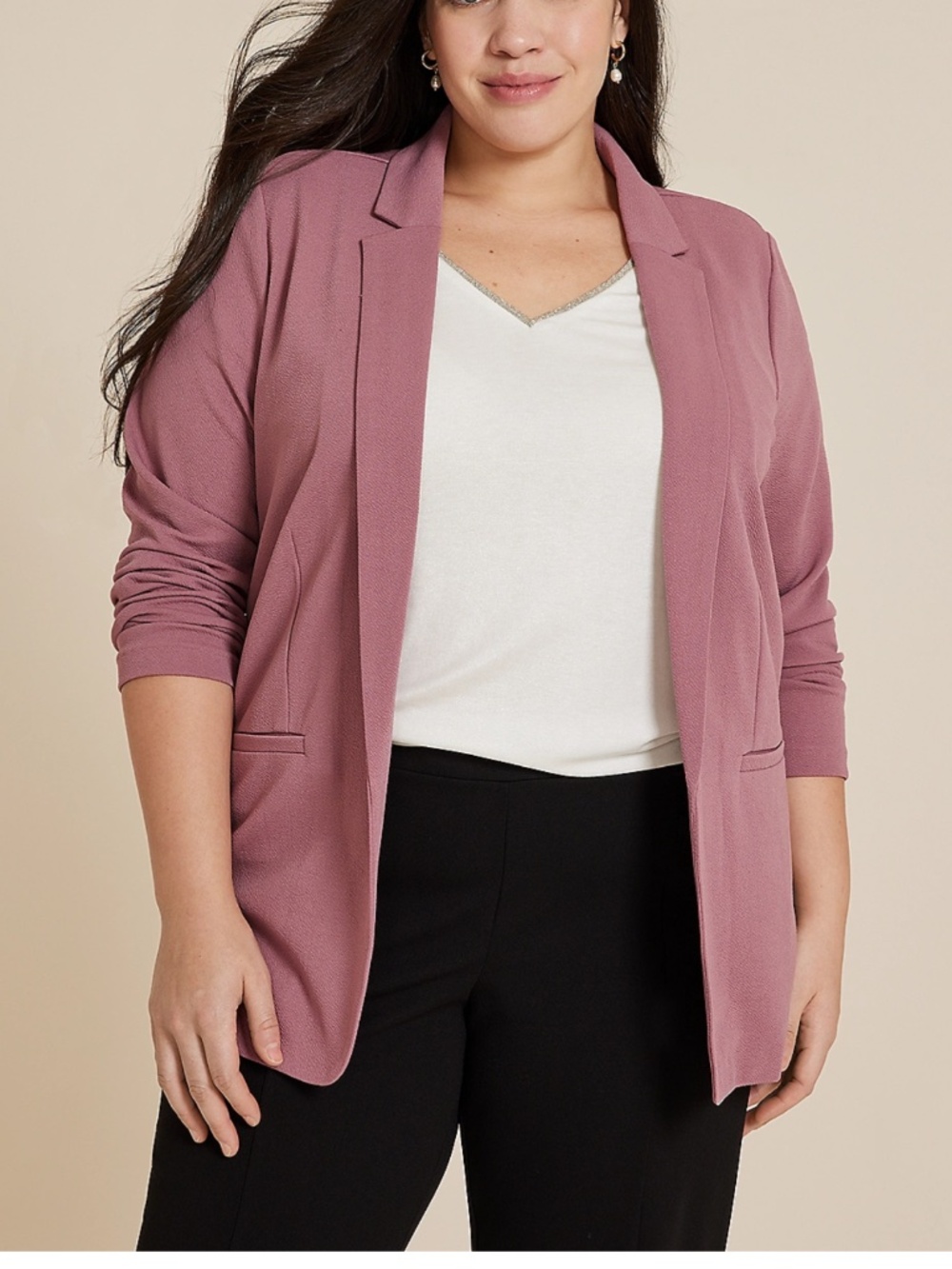 Blush open front blazer